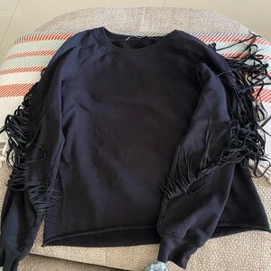 BLK DNM Black Fringe Sleeve Sweatshirt